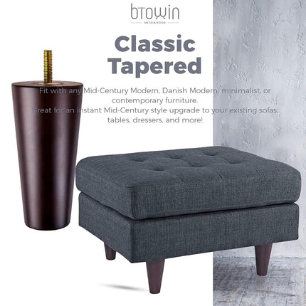 Btowin 10 inch Solid Wood Tapered Furniture Legs Set of 4 with M8 Bolts