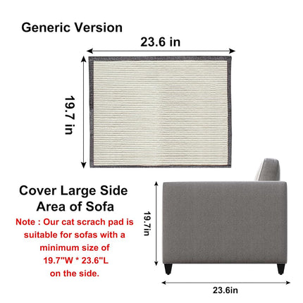 Oroonoko Cat Scratcher Couch Protector,Natural Sisal Cat Furniture Protector for Protecting Couch Sofa Chair (Left Hand)