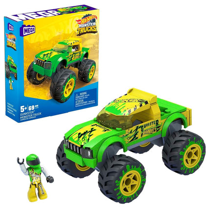 MEGA Hot Wheels Gunkster Monster Truck Building Set toy car with micro figure driver, 69 pieces, gift set for boys and girls ages 5 and up