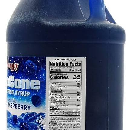 Snappy Blue Raspberry SNO Cone Syrup, 1 Gallon