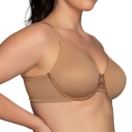 Vanity Fair Women's Beauty Back Smoothing Bra, Minimizes Bust Line Up to 1.5", Non Padded Cups Up to H, Opaque, All Tan, 42DD
