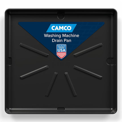 Camco 20750, Washing Machine Drain Pan | Features a Durable Plastic Construction, 1-inch/1.5-inch PVC Drain Fitting, and Measures 30-inches (L) x 32-inches (W) x 2 ½-inches (H) (OD)