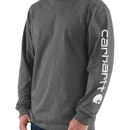 Carhartt Men's Signature Sleeve Logo Long Sleeve T Shirt, Carbon Heather, L UK