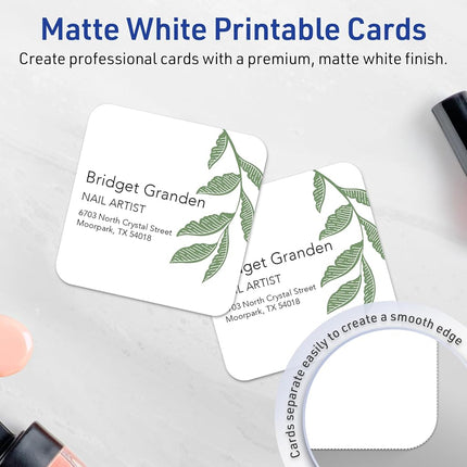 Avery Printable Square Cards with Rounded Corners, Sure Feed Technology, 2" x 2", Matte White Cardstock, Print-To-The-Edge, Laser/Inkjet Printable, 600 Total, Great for Business and Thank You Messages