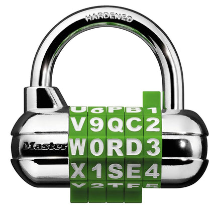 2-1/2in (64mm) Wide Set Your Own Word Combination Padlock with Interchangeable, Removable Dials; Black; 3 pk. 1534EC3