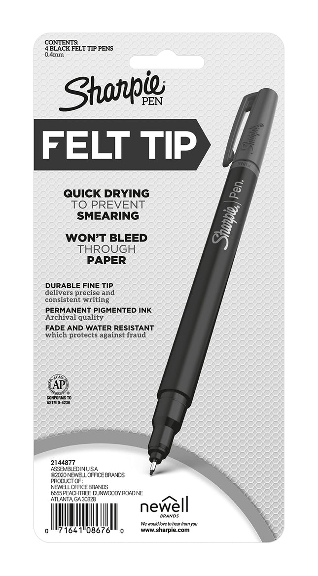 Stylo SHARPIE Wraps, Pointe Fine, Paquet de 4, Noir (1924213)