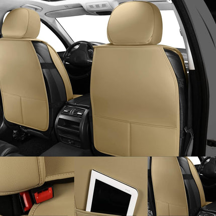 Juego de Fundas y Cojines para Asientos de Coche Tapha Executive de Piel Sintética, Transpirable y Resistente al Agua, Ajuste Universal para Coche, SUV y Camioneta (Asientos Delanteros y Traseros, Beige) (TAP-01-B4)