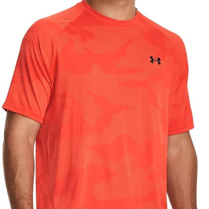 Under Armour Men's Tech 2.0 5c Short Sleeve T-Shirt, Jacquard Dark Orange / Black, S