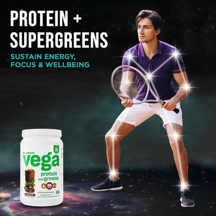 Vega Protein and Greens MD Powder, Chocolate, 21.8 Ounce, M (Pack of 1) (VEG00640)