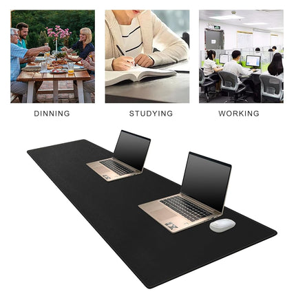 MAIDERN 180 x 40cm Desk Pad, Large Desk Mat, Cork & Leather Large Mouse pad for Desk, Waterproof Computer Desk Pad for Gaming Home Office (Black)