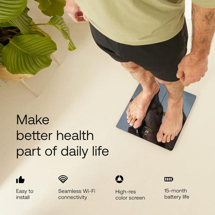 WITHINGS Body Smart - Accurate Scale for Body Weight and Fat Percentage, Body Composition Scales Wi-Fi and Bluetooth Weight Scale, Apple Health / Google Fit Compatible, Digital Bathroom Scale