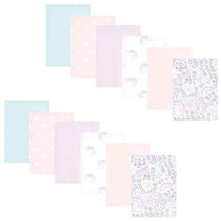 Hudson Baby Unisex Baby Flannel Burp Cloth 12pk, D