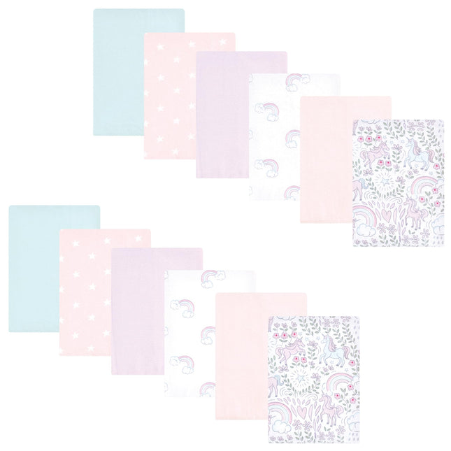 Hudson Baby Unisex Baby Flannel Burp Cloth 12pk, D