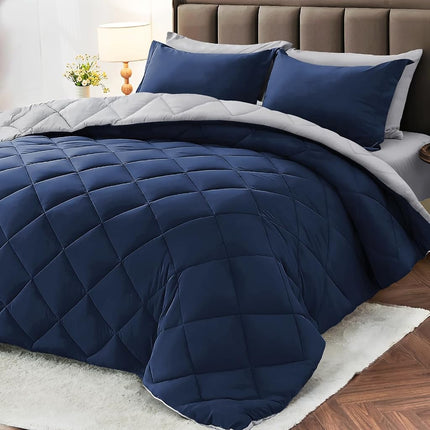 MUXHOMO 7 Pieces Queen Comforter Set, Reversible B