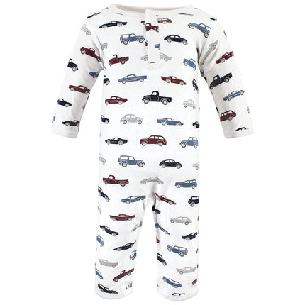 Hudson Baby baby-girls Cotton Coveralls, Cars, 0-3 Months