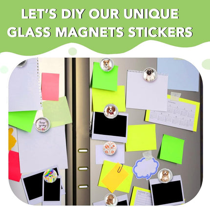 65pcs 1.2 Inch DIY Fridge Glass Magnets Craft Set Include 1.2“ Paper Punch,Craft Magnet with Adhesive Backing and Clear Glass Cabochons for Refrigerator (32 Sets,1.2 in/30mm, Round)