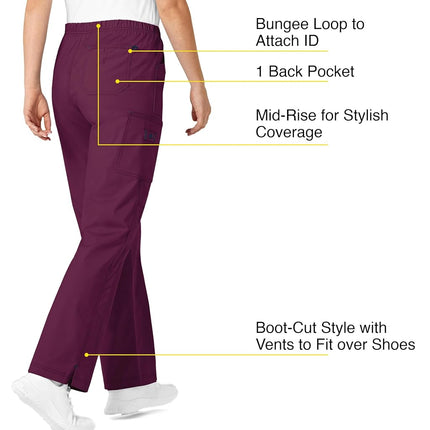 WonderWink 6208AWINSM WonderFLEX Women's Patience Curved Notch-Neck Top, Wine, Standard-S Size