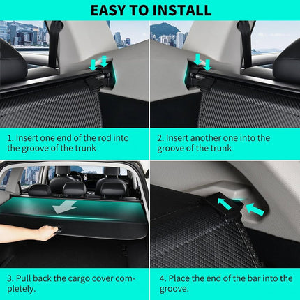 Cargo Cover for Rogue Xtrail Accessories 2024 2023 2022 2021, Anti-Peeping Retractable Car Trunk Cover Security Shade Privacy Screen with Carbon Fiber Texture for Rogue X-Trail 2021-2024