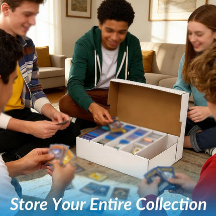 Trading Card Box for 3950 Cards, 5 Rows Cardboard Box for TCG, Pack of 4