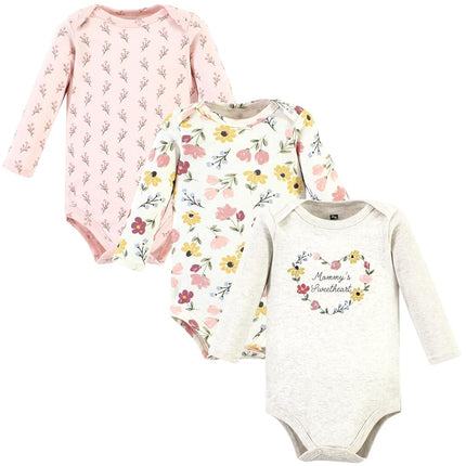 Hudson Baby Unisex Baby Cotton Long-Sleeve Bodysuits, Soft Painted Floral, Preemie, Soft Painted Floral, Preemie