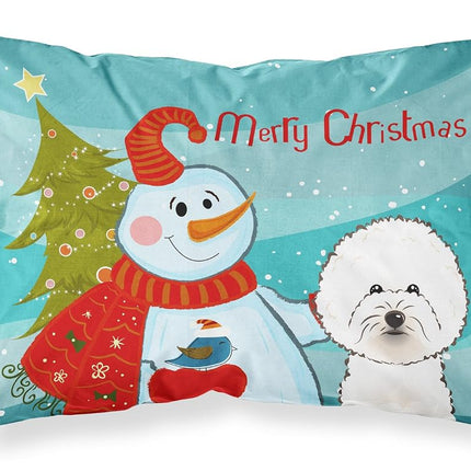 Caroline's Treasures BB1837PILLOWCASE Snowman with Bichon Frise Fabric Standard Pillowcase, Large, Multicolor