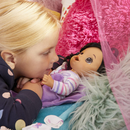 Muñeca Baby Alive Bunny Sleepover, muñecas de 12 pulgadas con temática de hora de dormir, saco de dormir y accesorios de muñeca con temática de conejo, juguetes para niñas y niños de 3 años en adelante, cabello castaño (exclusivo de Amazon)