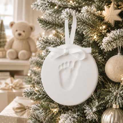 Tiny Ideas Baby Handprint or Footprint DIY Keepsake Ornament Kit, Gender Neutral Nursery Décor, Creative Baby Gift, Newborn Keepsake, White