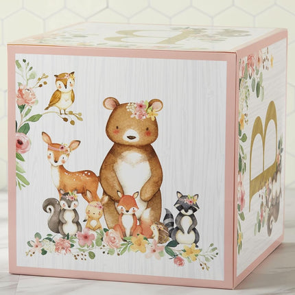 Kate Aspen Pink Woodland Baby Shower, One Size, Block Box Decoration