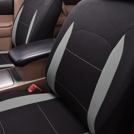 Flying Banner Car Seat Covers Front Seats Rear Bench Polyester car seat Protectors Easy installations Rear Bench Split Classic Man Lady Truck (Full Set - Low Back - Combo Pack, Black Gray)