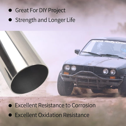 FGJQEFG 2.5 Inch Straight DIY Custom Mandrel Exhaust Pipe Tube Pipe, 45 Inch Length, 2.5'' OD Mandrel Straight Pipe, T304 Stainless Steel, Universal Fitment - 1PC