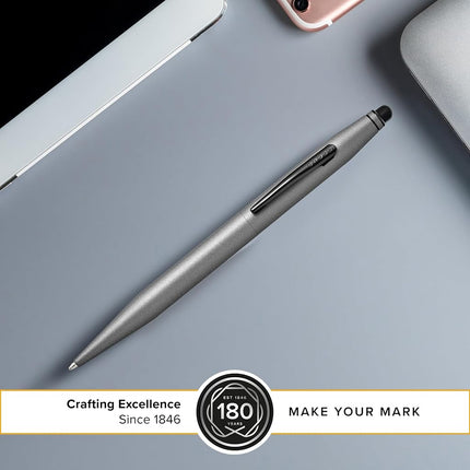 Cross Tech2 Ballpoint Pen with Stylus, Titanium Grey, 1 Count (Pack of 1)