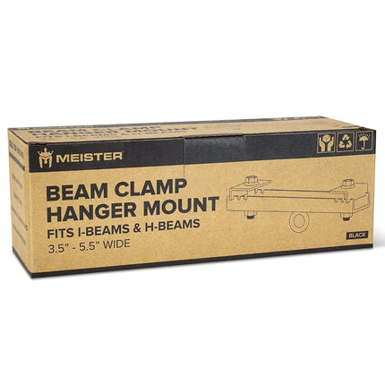 Meister Beam Clamp Hanger Mount for Boxing & MMA Heavy Bags, Suspension Straps & Ceiling Fixtures - Black - 3.5" - 5.5"