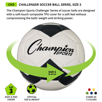 Champion Sports CH3RD Challenger Series Soccer Ball, Red, Size 3