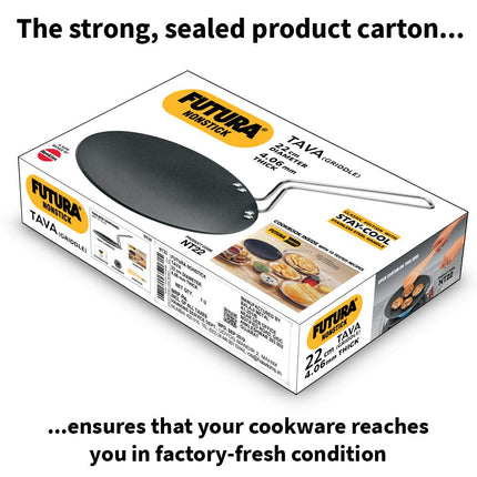 Futura Non-Stick Concave Tava Griddle 4.06mm Thick with Steel Handle, 8.5-Inch