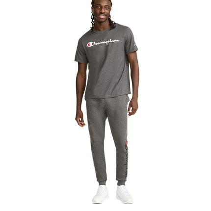 Champion Men's, Classic Graphic, Soft and Comfortable T-Shirts, Script Logo (Reg. Or Big & Tall), Granite Heather, XL