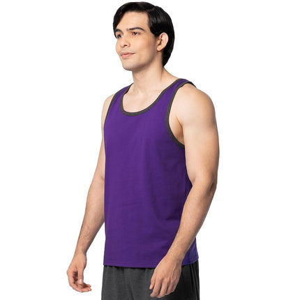 Fruit of the Loom Camisetas sin mangas de algodón EverSoft para hombre, con control de humedad y olor, tipo camiseta sin mangas, paquete de 2, morado, S