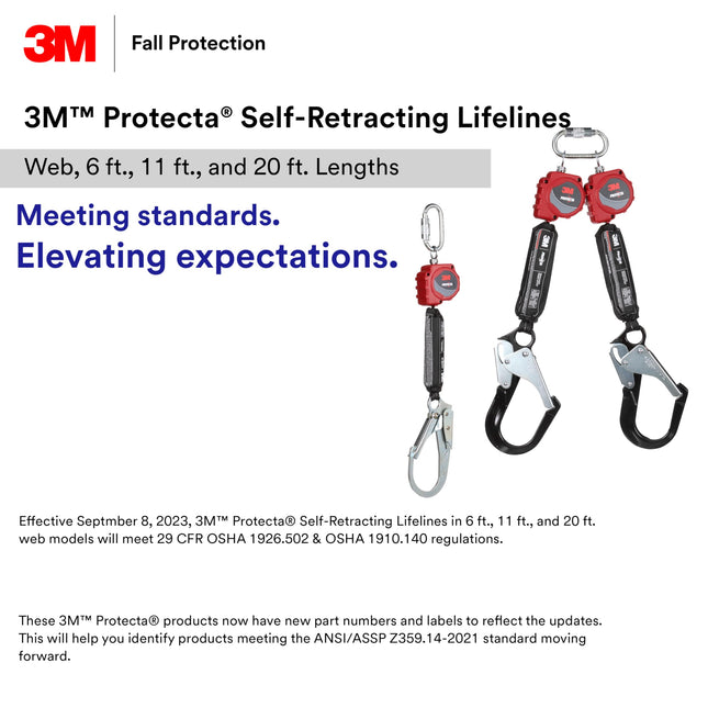 3M™ Protecta® Self-Retracting Lifeline 3100504, Web, Swivel Snap Hook, 6 ft.