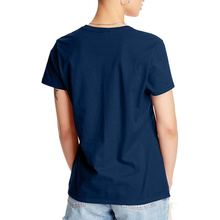Hanes Women's Perfect-T Crewneck T-Shirt, Lightweight Cotton Short Sleeve Tee for Women, Navy, 3XL
