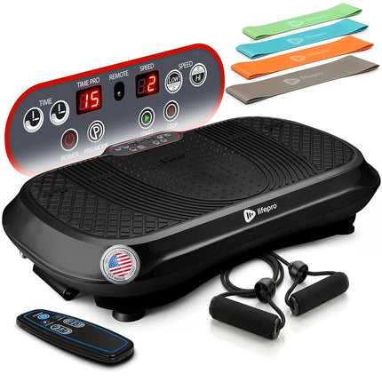LifePro Vibration Plate Exercise Machine For Lymphatic Drainage | Waver | 99 Speed Levels & 9 Program Mode | Full Body Exercise Machine For Home Use | Resistance Bands & Remote | Midnight Black