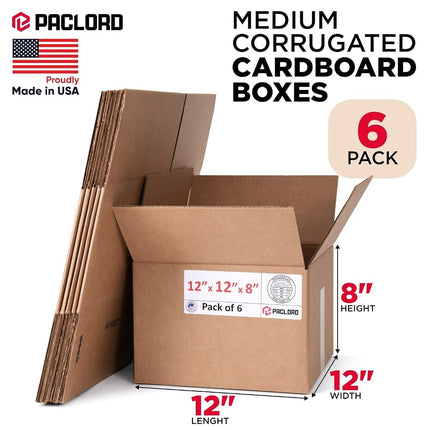 Paclord Lot de 6 cartons d'emballage moyens de 30,5 x 30,5 x 20,3 cm – Fabriqués aux États-Unis – Boîtes d'emballage pour déménagement, expédition ou rangement – Approuvé par