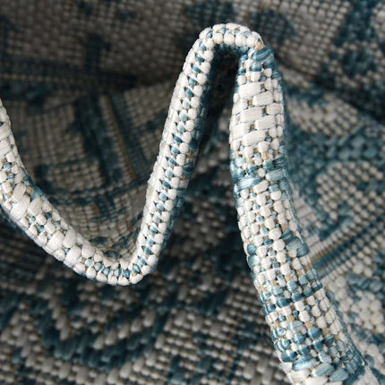 Unique Loom Outdoor Aztec Collection Area Rug - Chalca (2' 7" x 12' Runner, Aqua/Ivory)