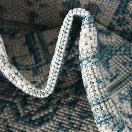 Unique Loom Outdoor Aztec Collection Area Rug - Chalca (2' 7" x 12' Runner, Aqua/Ivory)