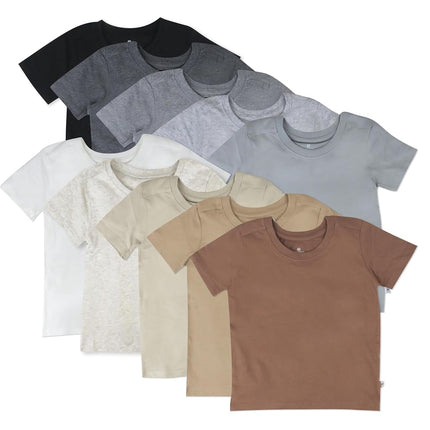 HonestBaby 100% Organic Cotton Short Sleeve T-Shirt for Babies, Toddlers, Girls, Unisex, Earth Tones, 0- 3 Months