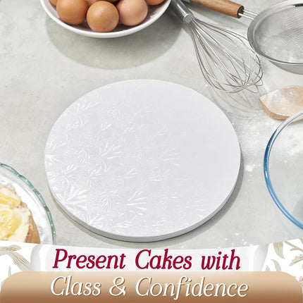 Cakebon Cake Boards - Sturdy 1/8 Thick Drums - 8 Inch Professional Fully Wrapped Edges Black 12-Pack