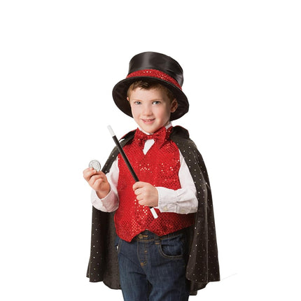 Melissa & Doug Magician Role Play Costume Set - Includes Hat, Cape, Wand, Magic Tricks