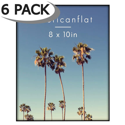 Americanflat Front Loading 8x10 Picture Frames in Black - Set of 6 Thin Frameless Plastic Frames with Shatter-Resistant Glass and Pop-In Easel Stand For Horizontal and Vertical Display.