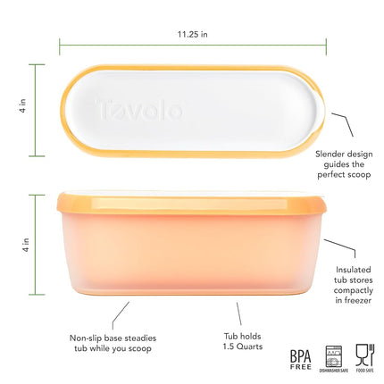 Tovolo Glide-A-Scoop Reusable Ice Cream Tub, Sunburst – Airtight BPA-Free Ice Cream Container for Homemade Ice Cream, Compact Freezer Storage, Dishwasher Safe (1.5 Quart)