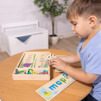 Melissa & Doug Spanish See & Spell Educational Language Learning Toy, Early development & activity toys, Puzzle, Wooden puzzle, Gift for 4 year old boy or girl