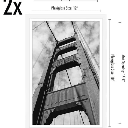Americanflat 12x18 Poster Frame with Polished Plexiglass - Set of 2 - Use as 11x17 Frame with Mat or 12x18 Frame Without Mat - Galleria Collection - Photo Frames for Wall Display - White