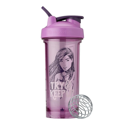 BlenderBottle Disney Princess Bouteille Shaker Série Pro, parfaite pour les shakes protéinés et les boissons pré-entraînement, 828 ml, Try To Keep Up, Pocahontas